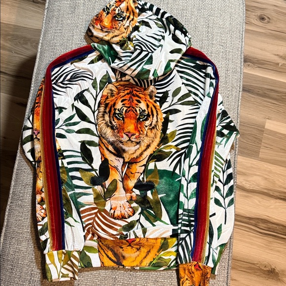 Aviator Nation Tops - Aviator Nation Tiger Jungle Classic Full Zip Hoodie Velvet White Unisex Medium